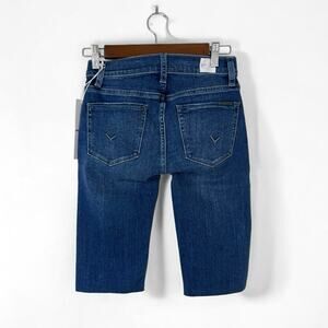 Hudson Amina Reserve Dark Wash Midrise Long Bermuda Jean Shorts NWT Size 24